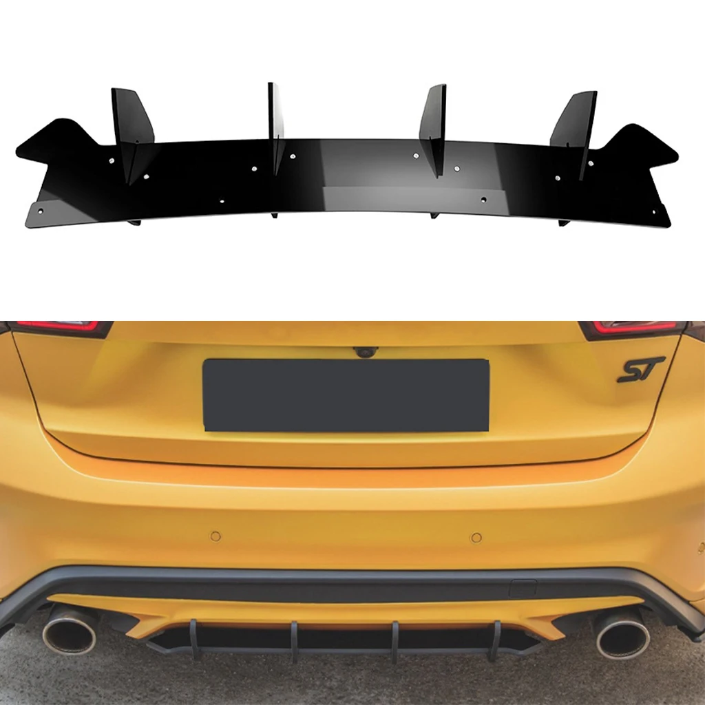 

Black Car Rear Bumper Diffuser Rear Side Splitters Spoiler Lip Rear Bumper Protector For Ford Focus ST MK4 2018-2021