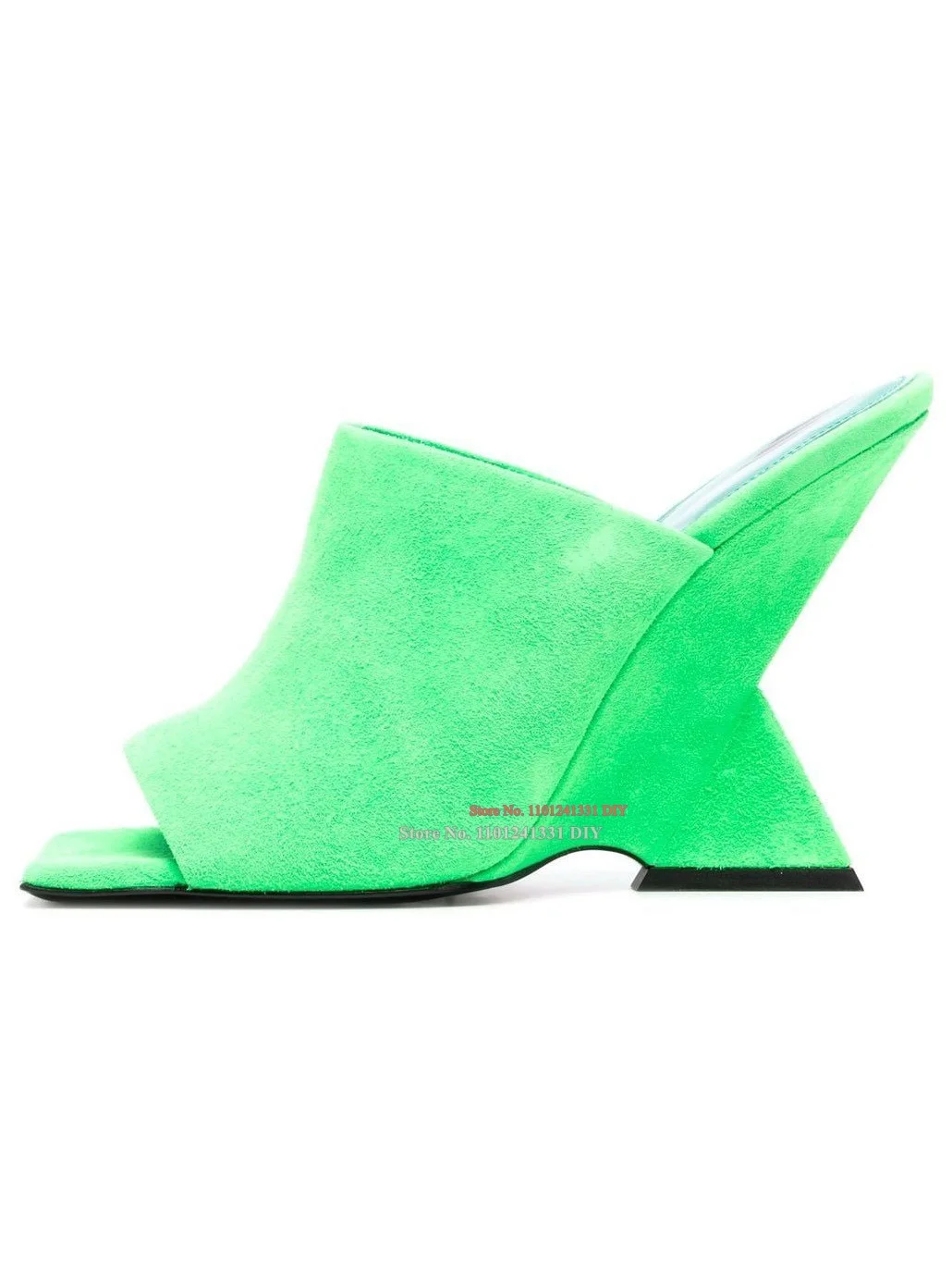 

Neon Green Pink Sculpted Calf Suede Leather Pumps Abnormal High Heeled Women Mule Shoes Peep Toe High Heel Dress Shoes