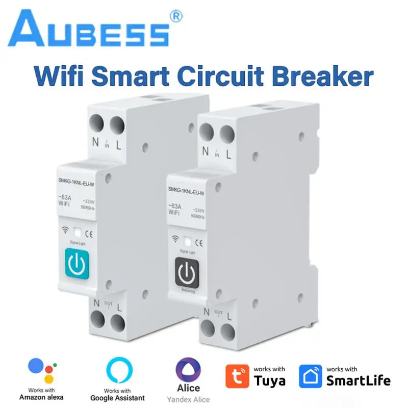 

Умный автоматический выключатель TUYA с Wi-Fi, 1P, 63 А