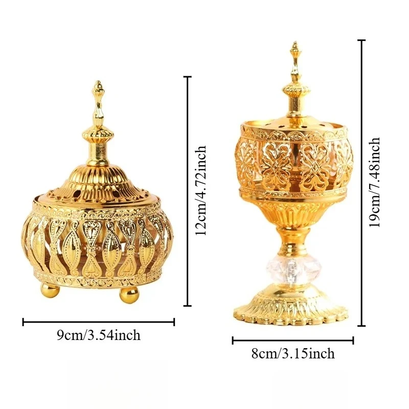 Creative Hollow tower incense burner Arabic style Incense Burner For Home Hotel Decoration Golden Metal bakhoor Incense Holder