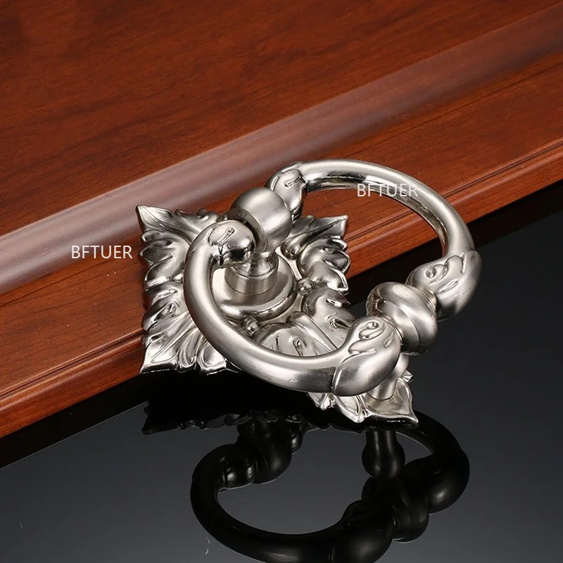 

Luxury Door Knocker Handle Zinc Alloy Knock Ring Door Knob Retro European 3D Printed Knocker Pull Decor Furniture Hardware