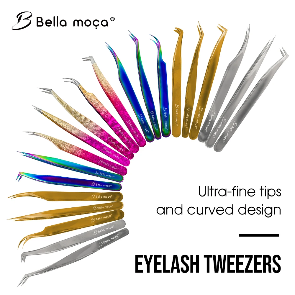 Stainless Steel Straight Curved Nail Tools eyelash tweezers nail art tweezers Volume Eyelash Accurate Tweezers Nippers Pointed Clip Set Makeup Tools