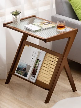Nordic Rattan Living Room Coffee Table Imitation Multifunction Home Furniture Sofa Small Side Desk Auxiliary Bedside Nightstand