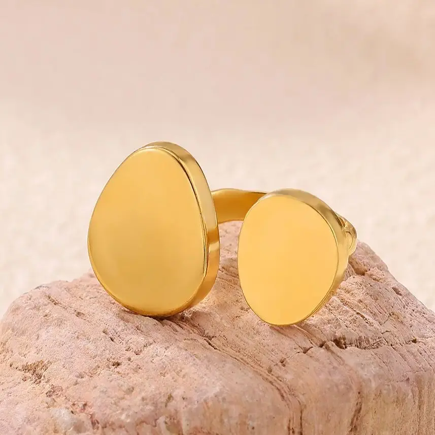 Stainless Steel Double Layer Elliptical Rings for Women Gift