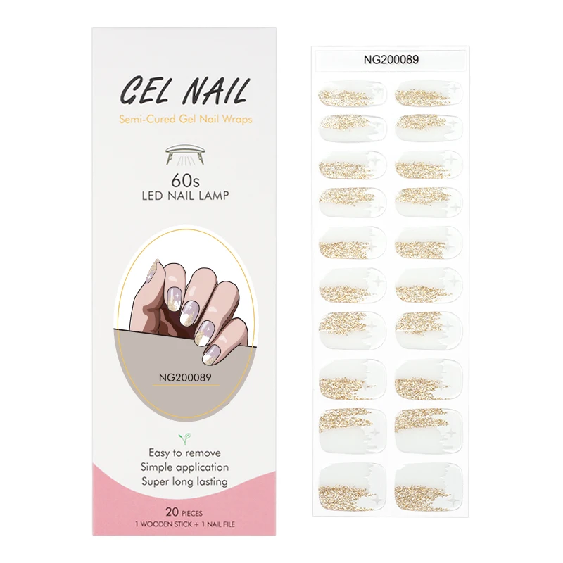 Premium Semi-Cured Nail Wraps Set - Waterproof, Long-Lasting Gel Nail Stickers