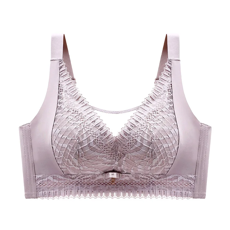 Women's Thin Large Size without Steel Ring Bra Large Chest Plate Anti-SAG Bra Sexy Light-Proof Underwear. underwire lace bra