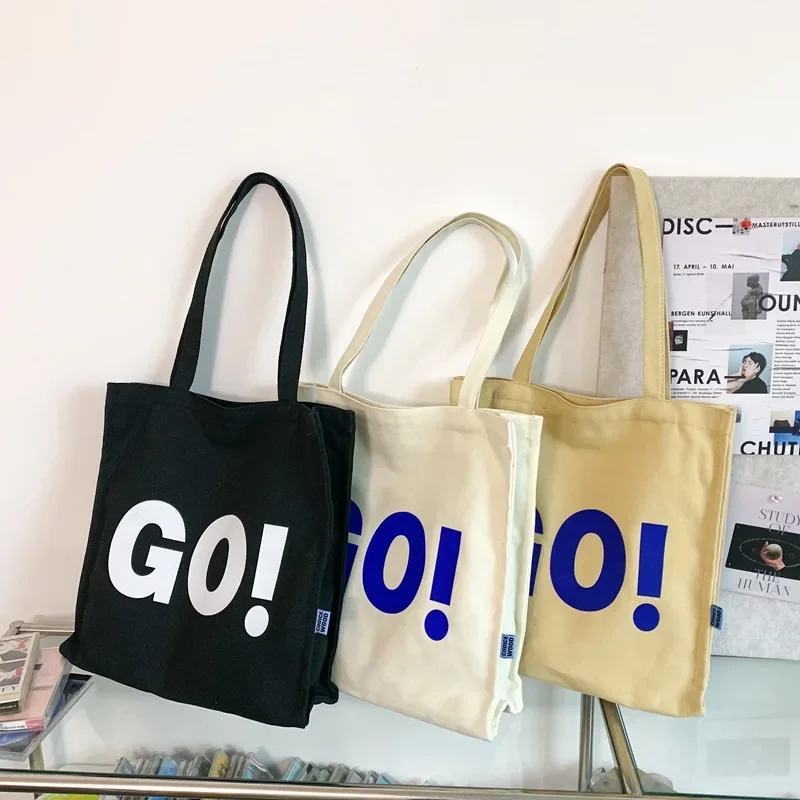 

Canvas Bag Women Simple Letters Literary Students Portable Shoulder Bag Leisure Girls Class Tutorial Bag