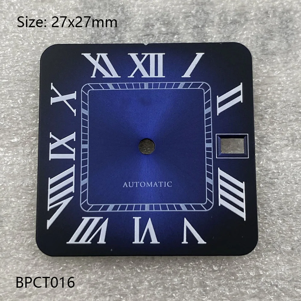 27mm S Logo NH35 Dial Square Roman Santo S Dial for NH35 Automatic Movement Black Blue Hands NH35 FCK 9-5 Dial Watch Accessories