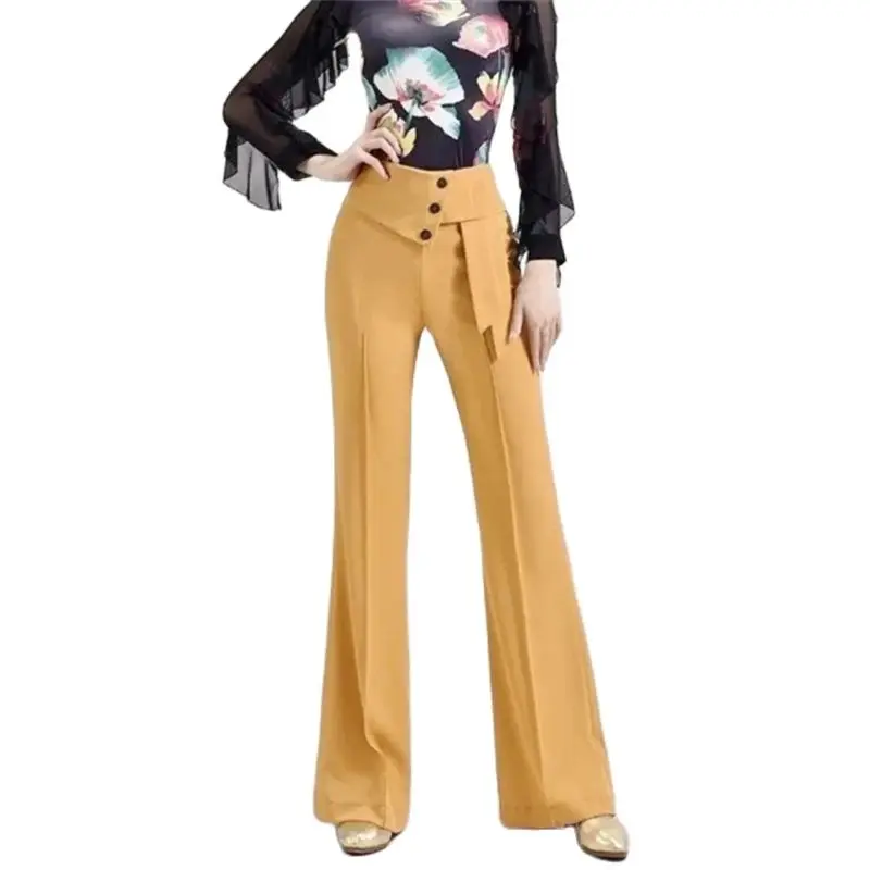 

Женские брюки для танцев, новинка 2023, модные брюки с широкими штанинами, брюки для современных латинских танцев, женские вертикальные штаны с завышенной талией