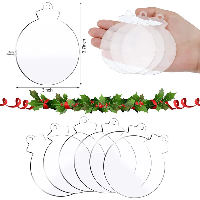 Ornamenti Natalizi Acrilici - 30 Pezzi, Cerchi 10 Cm, Con Nastro Rosso, Per Decorazioni Fai-Da-Te - Foto 9