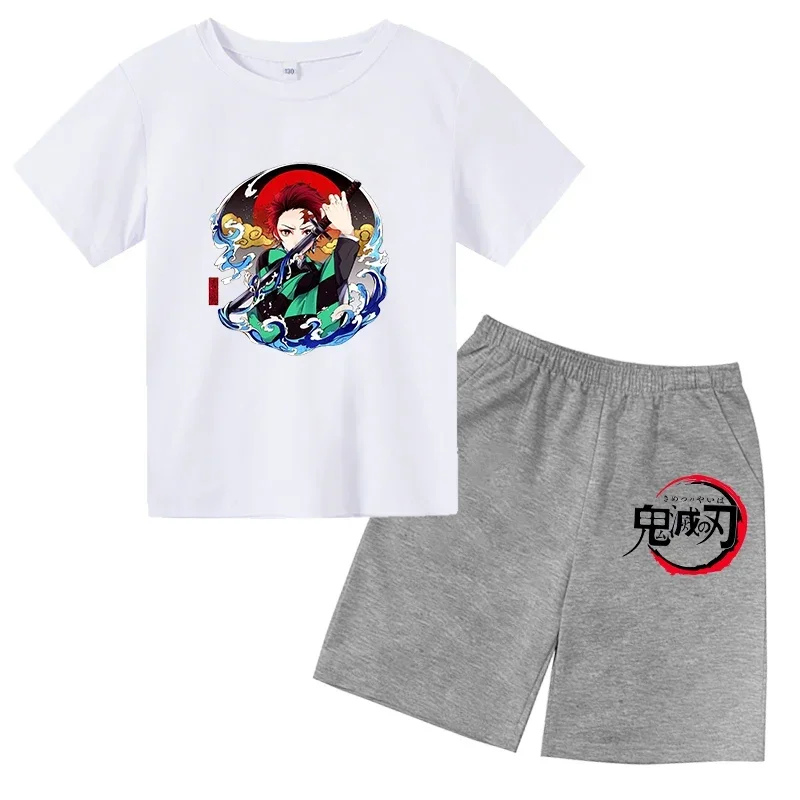thumbnail image 1 of 2024 Verano Demon Slayer Camiseta estampada para niños 2 piezas Traje para niños y niñas Ropa de manga corta Top informal Conjunto de moda de anime, 1 of 5