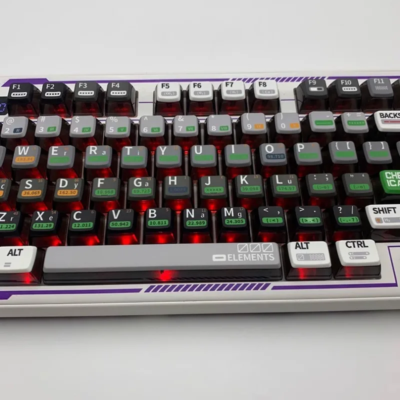 Transparente Pudim Keycaps Grupo Acessório Teclado Mecânico Mifuny Tema Elemento Químico Pbt Mda Perfil Gaming Key Caps - Imagem 4