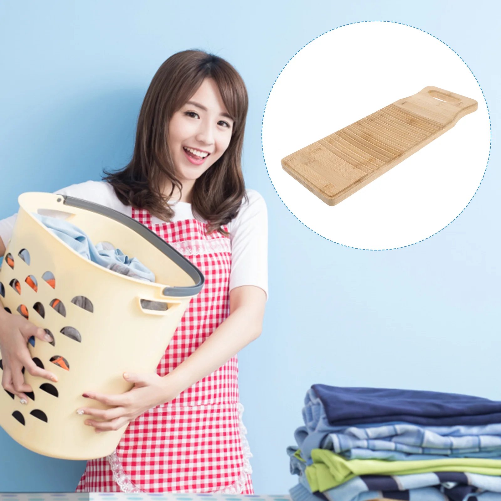 

Bamboo Wood Washing Washboard Non-slip Home Washing Scrubbing Board Creative Laundry Board Washboard Hand Wash Board for Home
