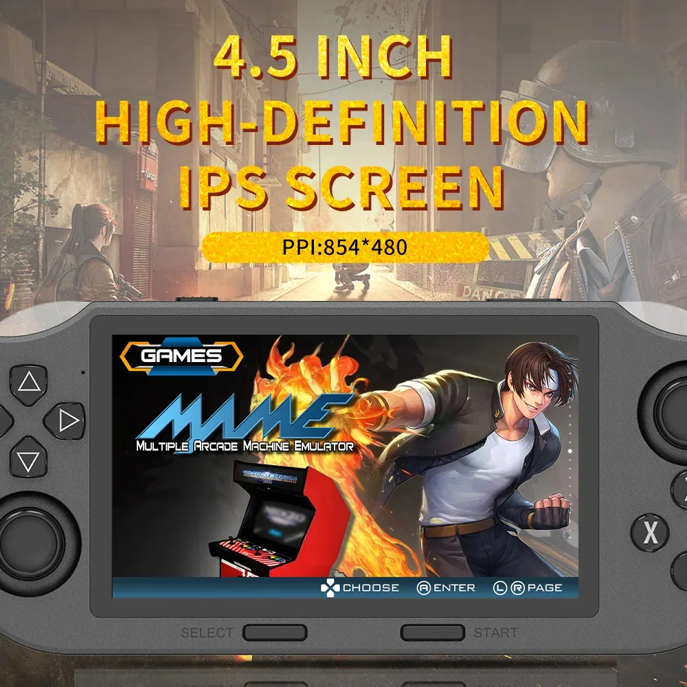 SF3000 Portable Mini Handheld Game Player 4.5 Inch IPS Screen Retro Video Game Console Built-in 20000+ Games for PS1/GBA/SFC 2