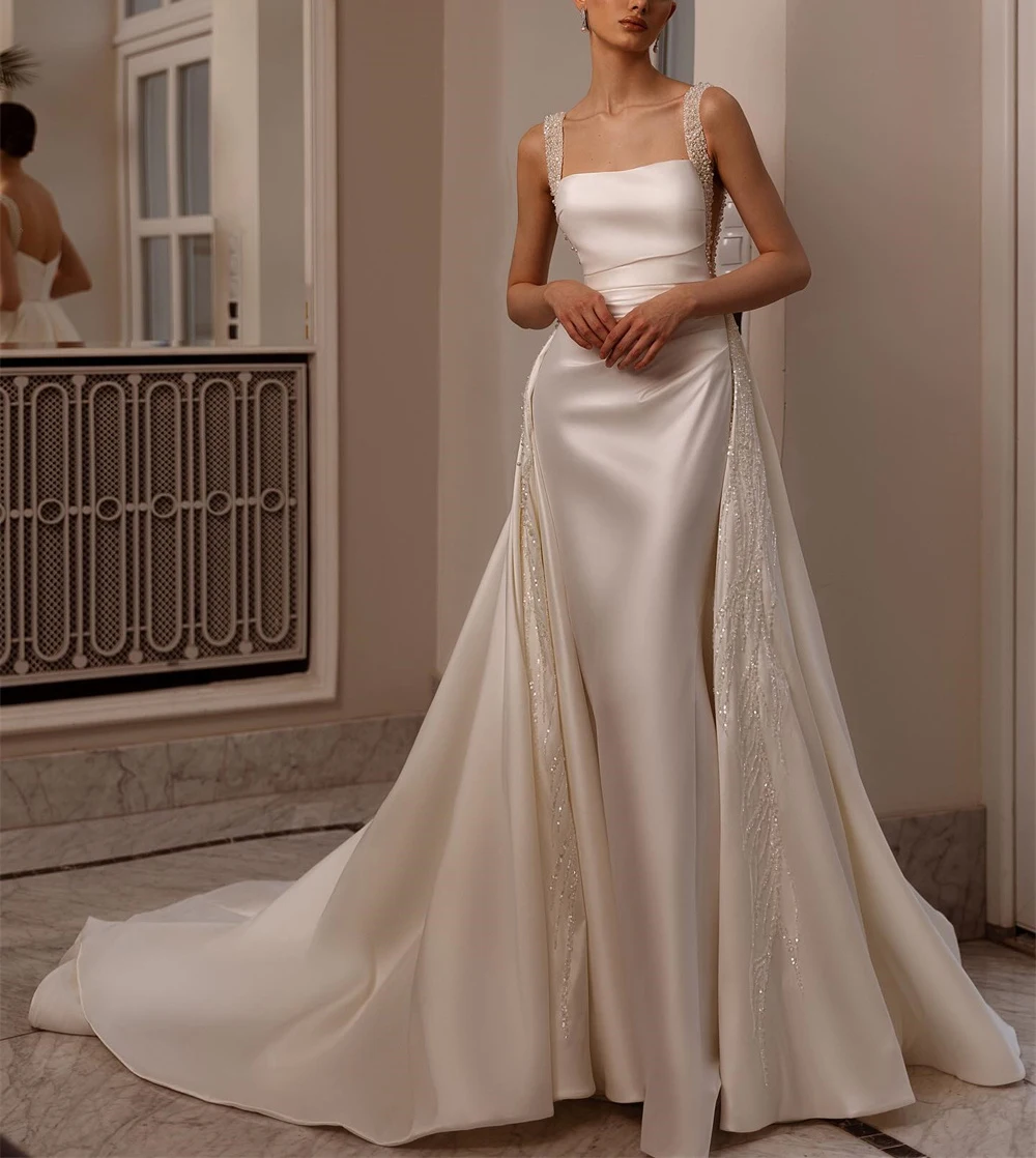 

Роскошное Свадебное платье ROYCE без бретелек на тонких бретельках с блестками без рукавов с кристаллами Длинное Свадебное платье до пола классическое свадебное платье