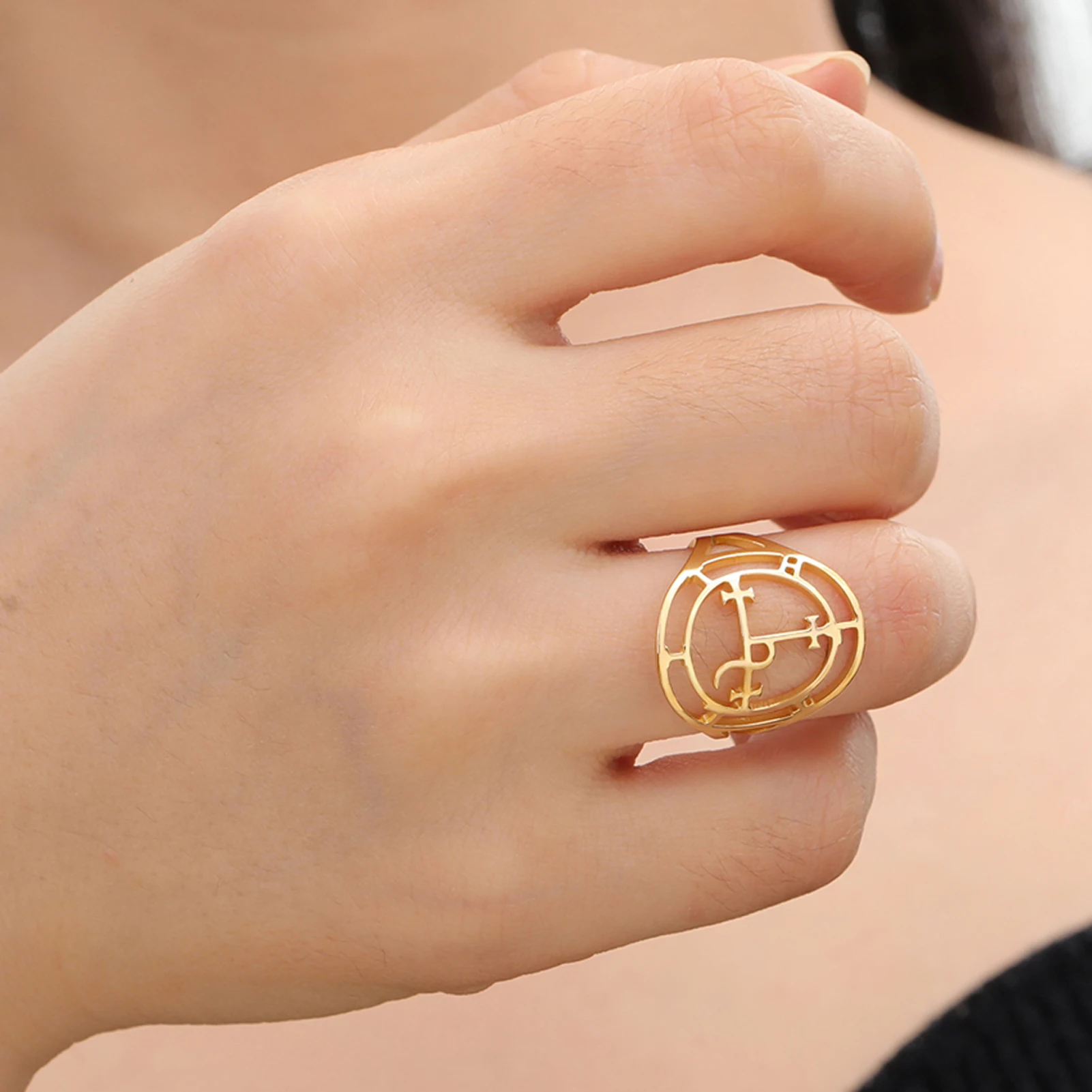 Sigil of Lilith Gothic Stainless Steel Ring - Vintage Amulet Jewelry