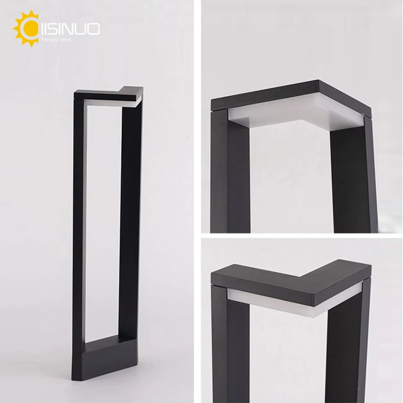 LED 12W Outdoor Landscape Path Lights Black IP65 Waterproof Lawn Post Light Fixture for Lawn Patio Courtyard Driveway Decoration 6