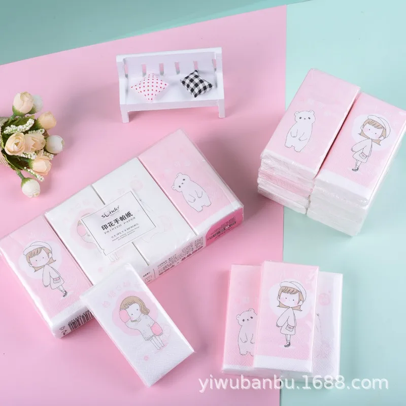 

Цветные Печатные Мультяшные носовые платки портативные маленькие салфетки одноразовые экстрактные полотенца для туалетной бумаги симпатичные салфетки для лица