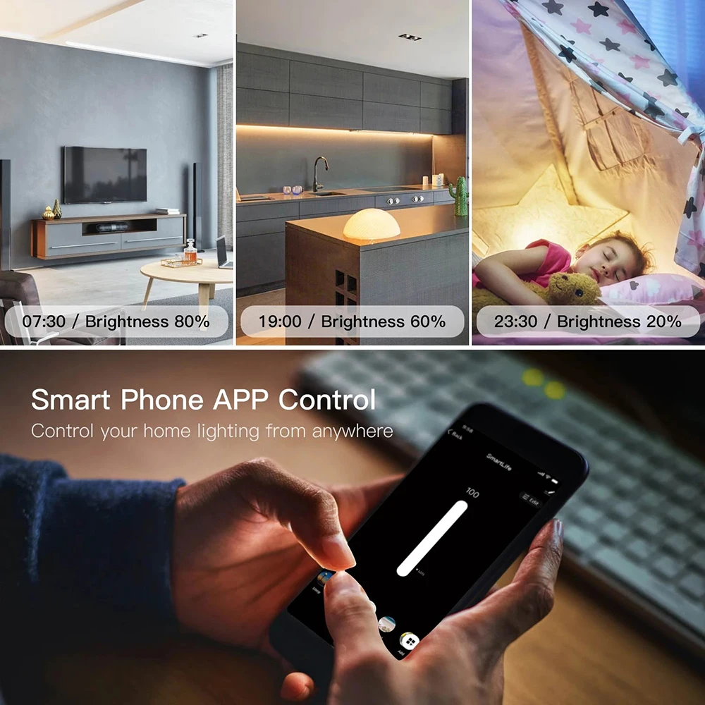 Smart Light Switch smart dimmer switch led dimmer switch Tuya EU Smart Wifi/Zigbee Dimmer Light Switch Dimming Panel Wall Smart Switch 220-240V Works with Alexa Google Home APP Control