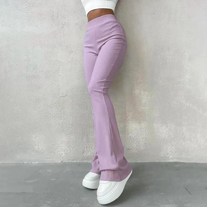 

Spring And Autumn New Ladies Simple Thread Solid Color High Waist Micro-Pants Fashion Explosions Personality Joker Slim Pants