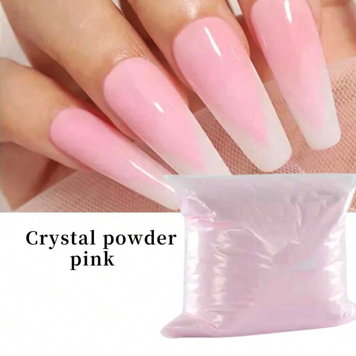 1pc 100g acrylic nail powder crystal powder transparent white pink carved for building and carving nail art creation DIY 3