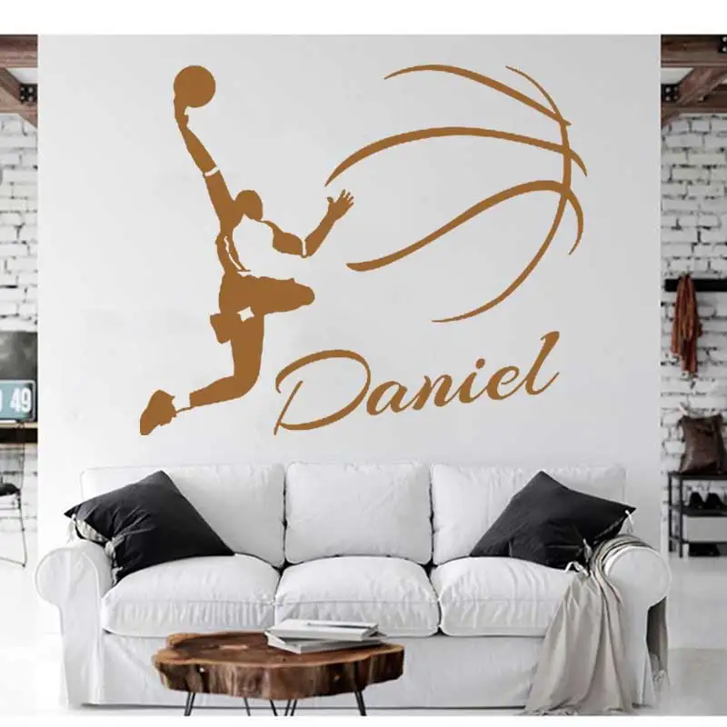 Basketball Player Silhouette Wall Decal - Removable PVC Sticker For Room Decor