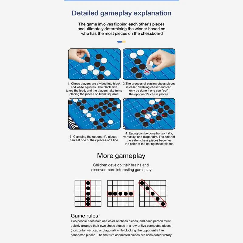 Othello Board Game Educational Toys Black And White Chessboard 2-Player Reversi Brain Teaser Travel Chess Set Parent-child Toy