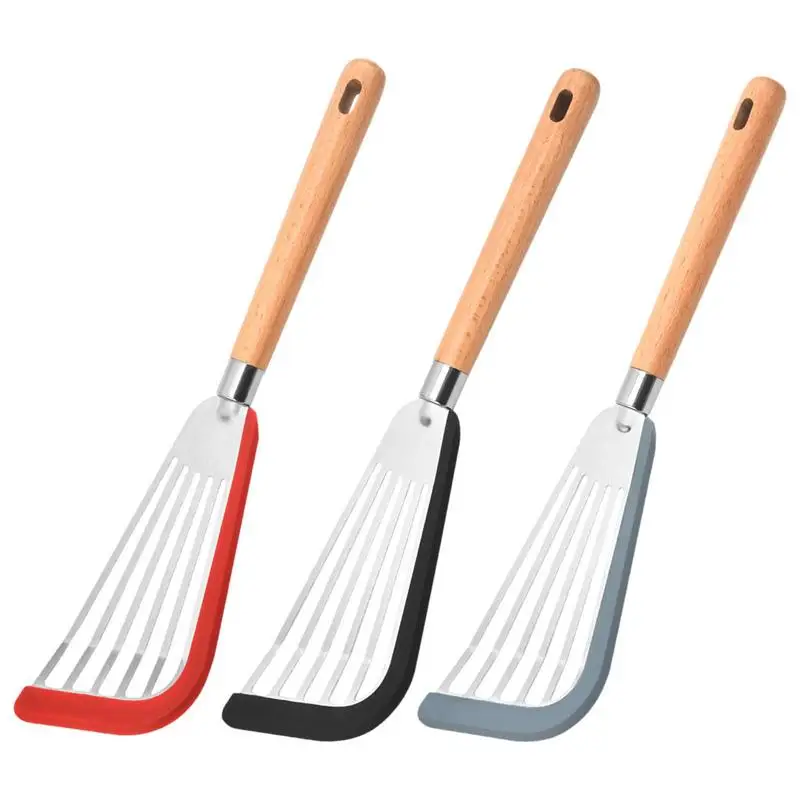 

Fish Spatula High Quality Stainless Steel Fish Tuner With Wooden Handle Slotted Turner Spatula cookware kitchen utensils for Egg