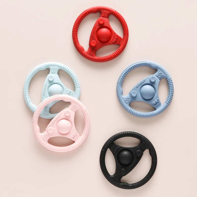 1PC Baby Food Grade Silicone Car Steering Wheel Nursing Teething Toys BPA Free Silicone Teether Toys For Newborn Teething Toys 3