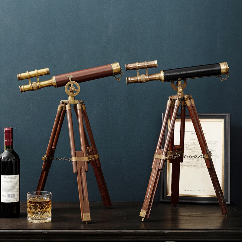 Brass Vintage Nautical Telescope Classical Study Decoration Gift Handmade Craft Scalable Telescope Ornaments