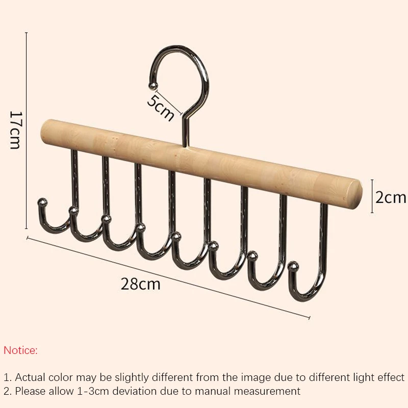 Clothes Hanger 8 Hooks Wooden Camisole Hanger Rotatable Multifunctional Clothes Organizer for Underwear Belt Tie