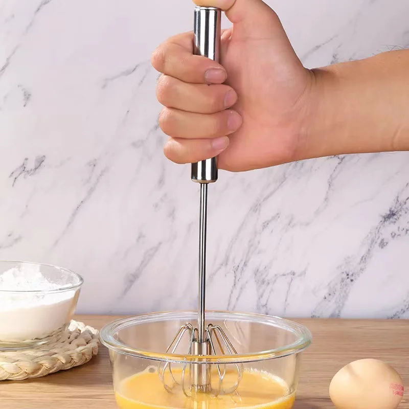 Stainless steel household manual semi-automatic rotary egg beater 