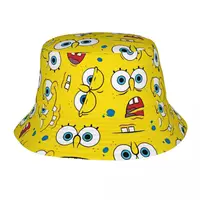 Casual Funny Cartoon Spongebobed Bucket Hat For Women UV Protection Kawaii Bob Hats Caps Beach Vacation Getaway Headwear 1
