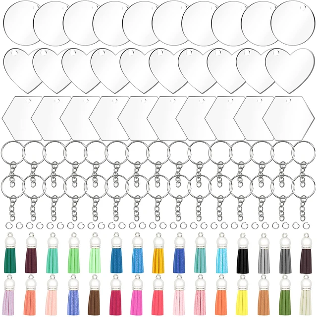 120pcs Acrylic Keychain Blanks Key Chain Making Kit with Acrylic Blanks  Tassels&Jump Ring for DIY Keychain Crafting - AliExpress