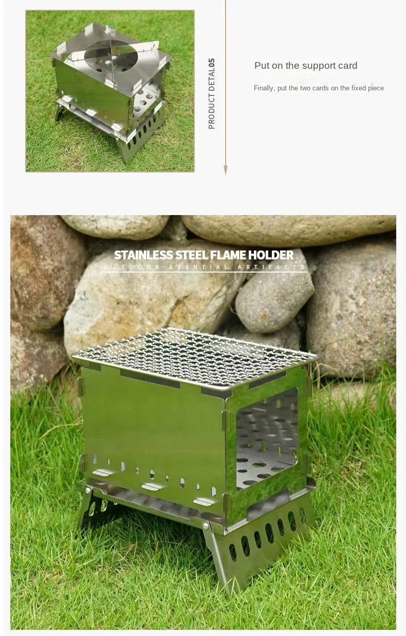 Mini poêle à bois extérieur, cuisine de camping, voyage de pique-nique