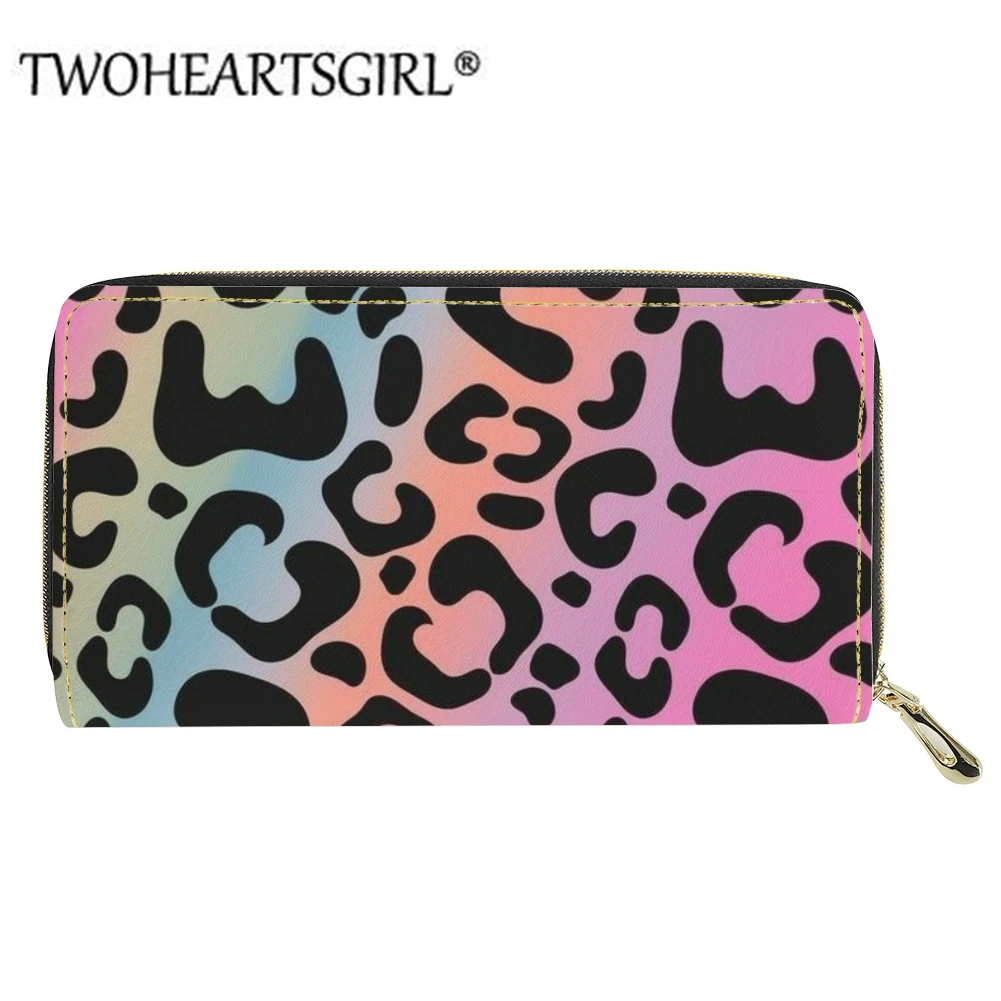 monedero cuero estampado de leopardo y arcoíris para mujer, billetera de marca con bolsillo para tarjetas de crédito, monederos largos de para chicas| | - AliExpress