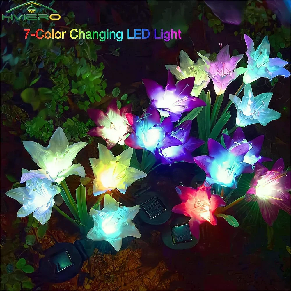Solar LED Purple Lily Light - Waterproof Decorative Garden Flower Lamp