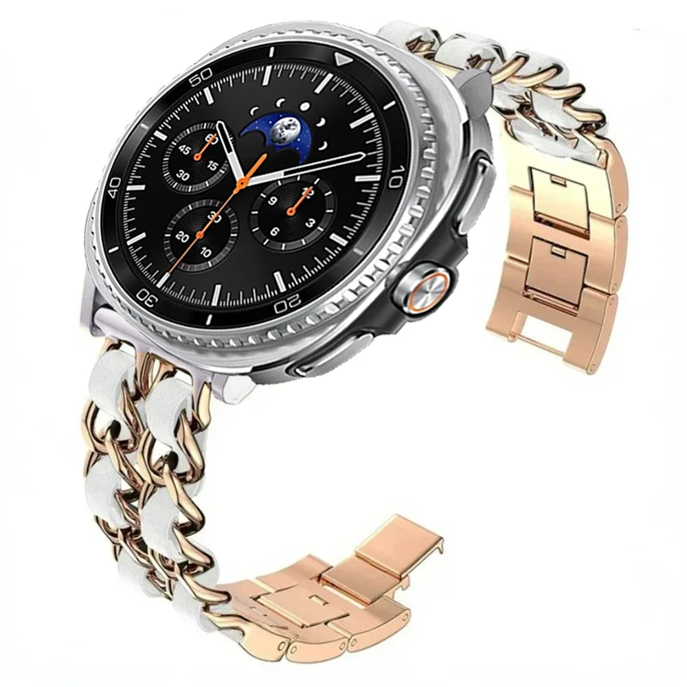 Stylish Metal & Leather Strap Fashion Wristband