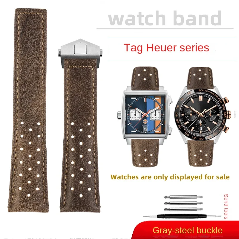 Premium 22mm Breathable Cowhide Leather Men's Watch Strap