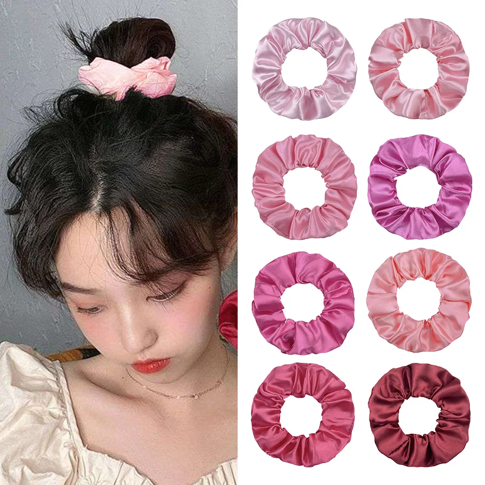 

10Pcs/20Pcs Ponytail Holder Hair Rope Set Pink Series Satin Scrunchies Silky Elastic Hair Bands Women Girls Hair Accessories