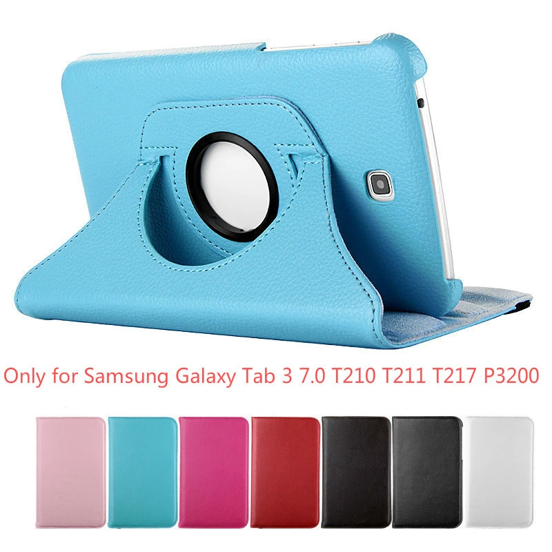 Extremisten nieuwigheid Waar Tab 3 7.0 Inch 360 Degree Rotating Pu Leather Flip Cover Case For Samsung  Galaxy Tab 3 7.0 Sm-t210 T211 T217 P3200 Tablet Cover - Tablets & E-books  Case - AliExpress