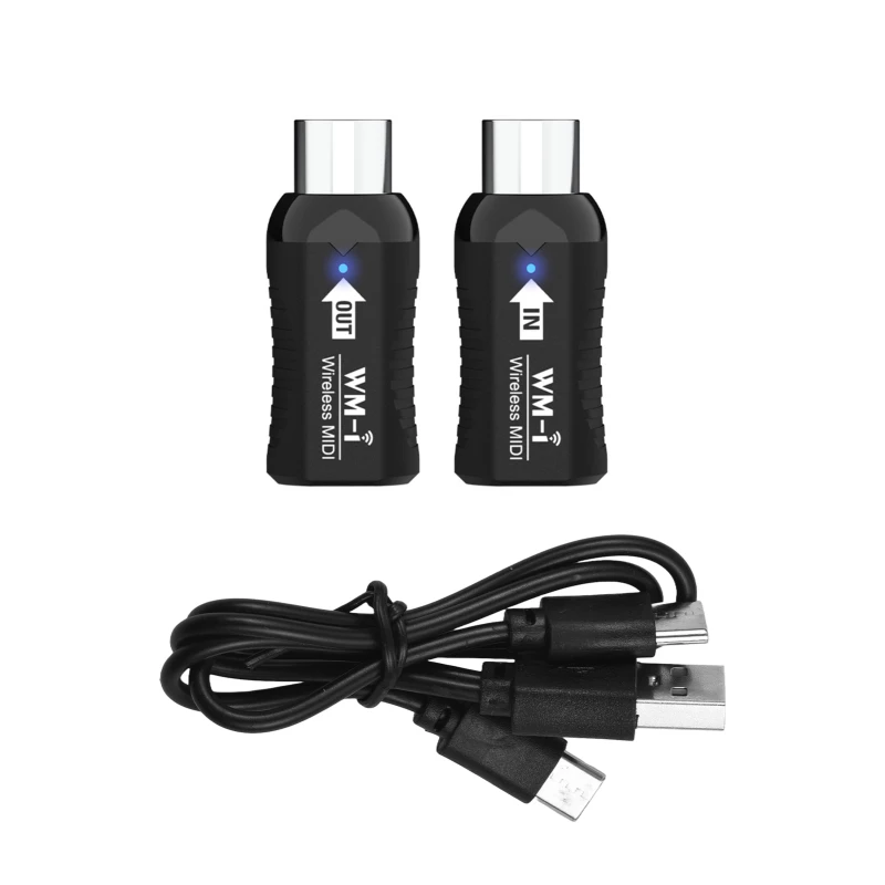 Wireless MIDI Adapter Rechargeable Audio Transmitter Receiver 2.4GHz Ultra-Low Latency Built-in Silent Portable