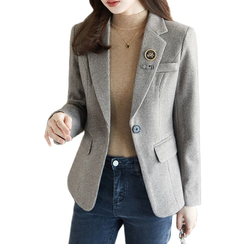 

New 2022 Women Blazer Autumn Winter Long Sleeve Lattice Casual Fashion Elegant Streetwear Blazers Female Loose Chic Basic Jacket