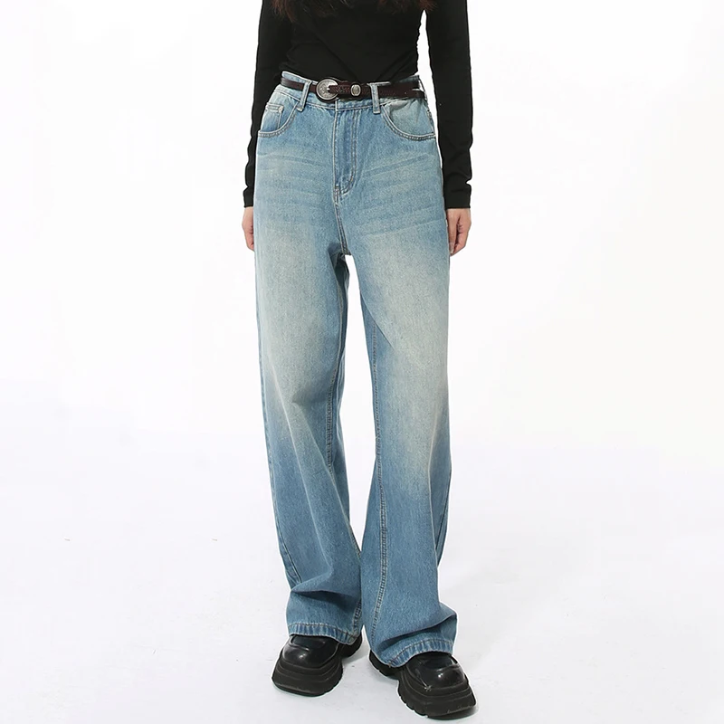 IEFB High Street Men's Denim Pants Washed Worn-out Casual Bottom Straight Loose Wide Leg Male Jeans New Trendy Streetwear 9A0675 5