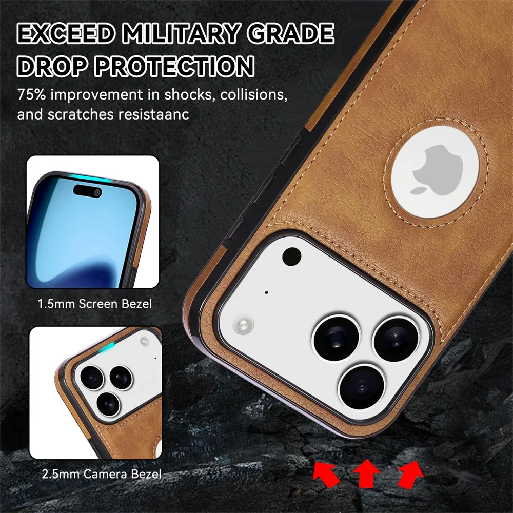 Ultra Thin Slim Business PU Leather Phone Case with Logo Display