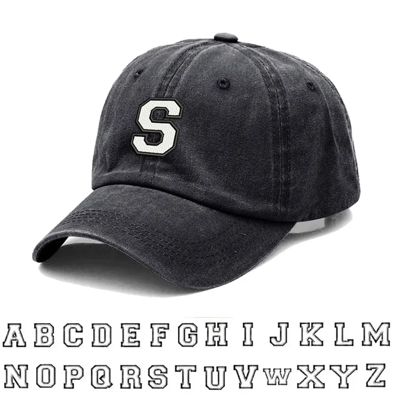 Embroidered Letter Patch Baseball Cap Unisex Adjustable Cotton_voghion.com