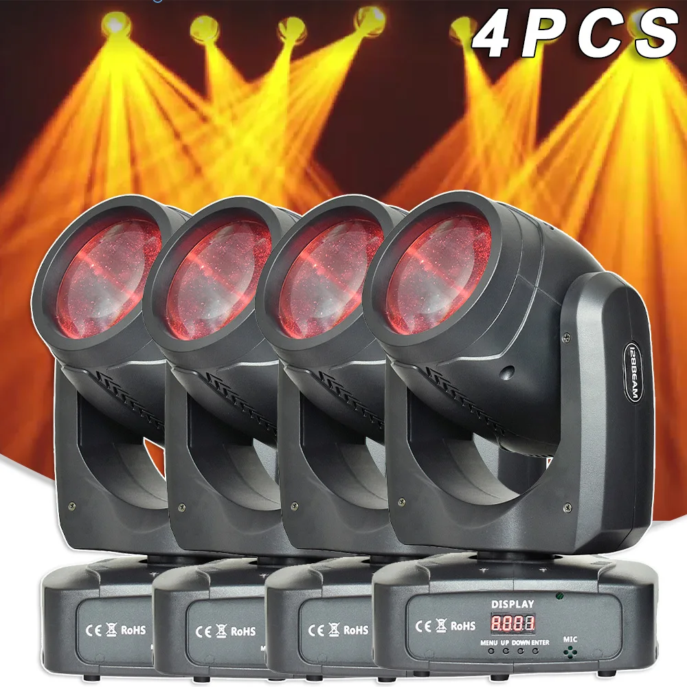 4PCS LED 200W Beam Spot Moving Head Rainbow Effect 18 Prism DMX512 Music Control For Wedding Party Dj Disco Bar Stage Lighting