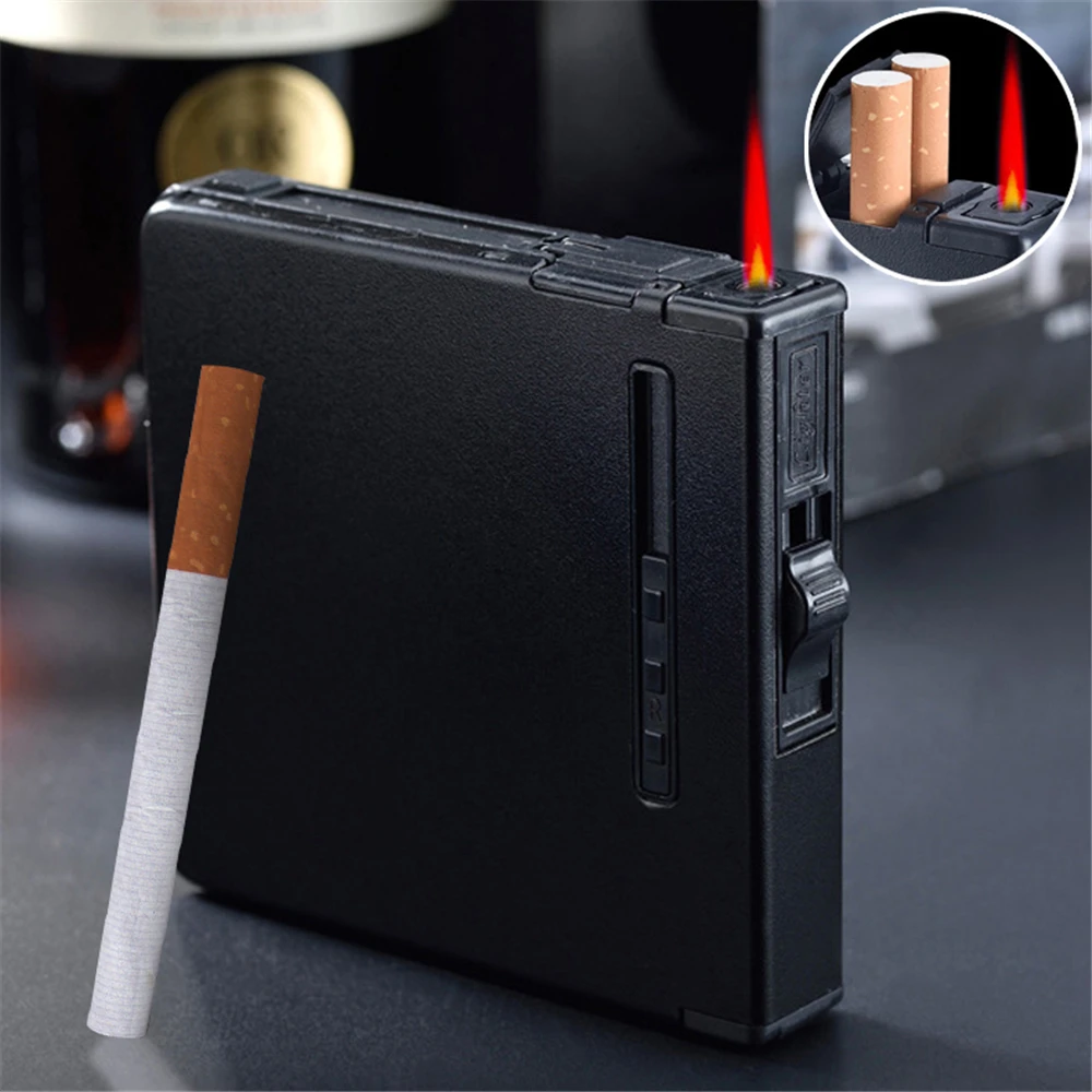 Metal Cigarette Case With Lighter Portable Pop Up Cigar Lighter 20pcs