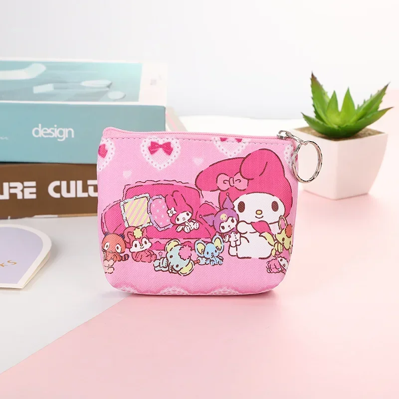 Hello Kitty Purse Coin Purses Cartoon Animals PU Melody Cute Wallet Bag Keychains Storage Bag Sanrio Kuromi Kawaii Mini Pouch