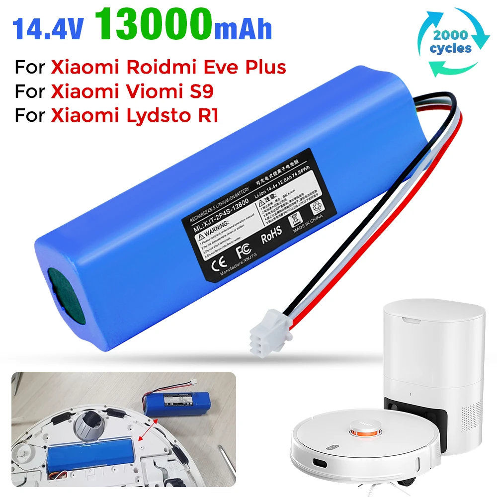 

Replacement For XiaoMi Lydsto R1 Roidmi Eve Plus Viomi S9 Robot Vacuum Cleaner Battery Pack Capacity 13000mAh Accessories Parts